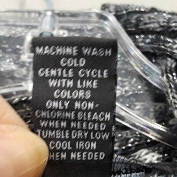 Inc International Concepts Womens Cardigan Black Silver Metallic Open Shawl Neck - Picture 5 of 6